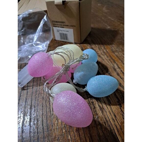 HOST PICK! New Easter Egg Battery Operated String Lights Pastel Colors - Picture 2 of 4